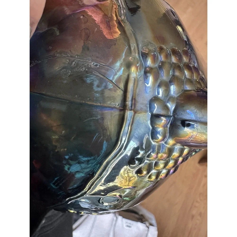 Vintage Indiana Glass Blue Carnival Harvest‎ Grape Water Pitcher Iridescent MCM